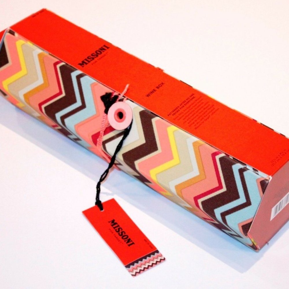 MISSONI for TARGET ZigZag WINE Carrier TIE Gift BOX Iconic